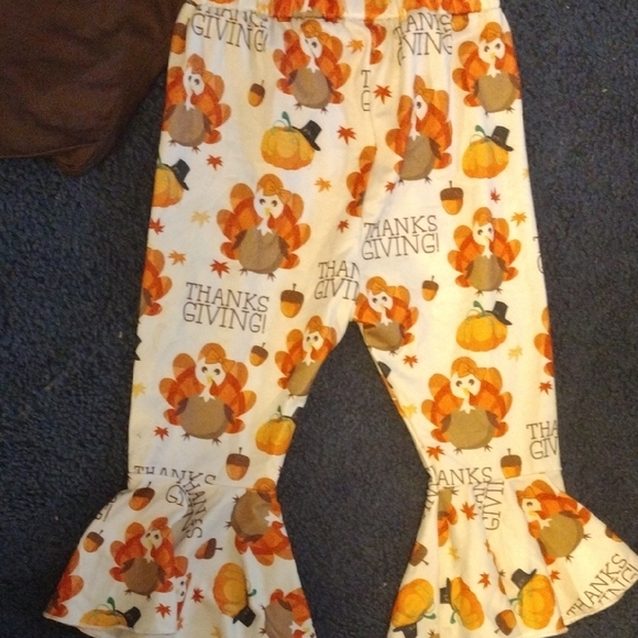 Thanksgiving Baby Outfit with Brown Top and Printed Pants - Picture 12 of 12